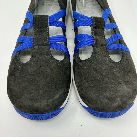 Dansko Hope Black Leather & Royal Blue Stretch Fabric Mary Janes Loafers Size 40 - Picture 5 of 13